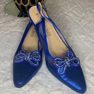 Whittall & Shon Electric Blue Sling Backs